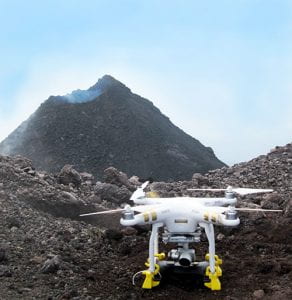 Phantom 3 Pro drone before a flight over Pacaya volcano, Guatamala