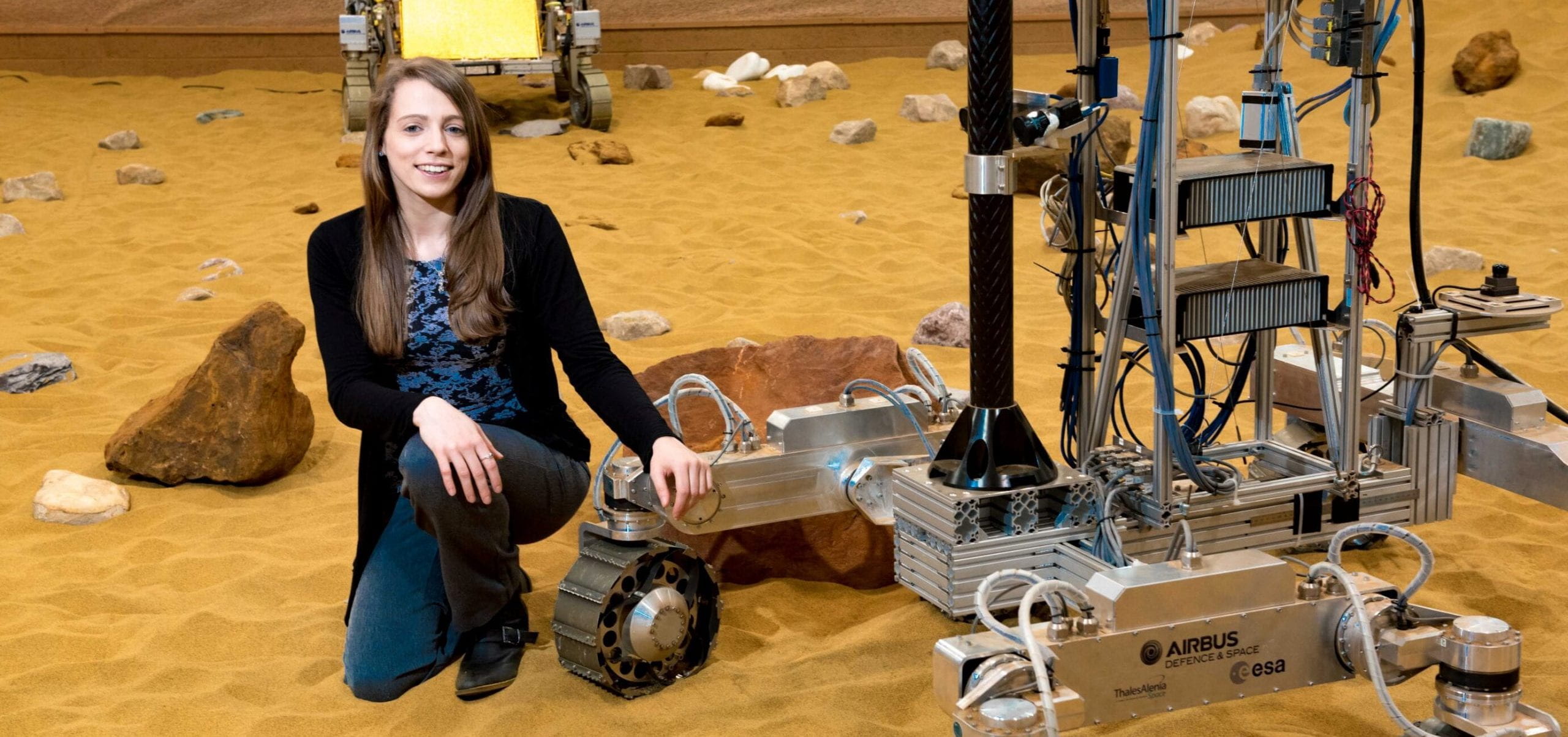 Kat Styles working on the ExoMars rover at Airbus