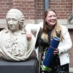 Chloe on her PhD graduation day in Leiden