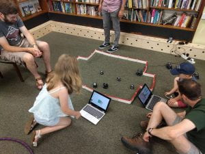 Robot game being played at an outreach event