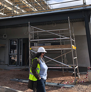 Dr Julie Etches on a building site