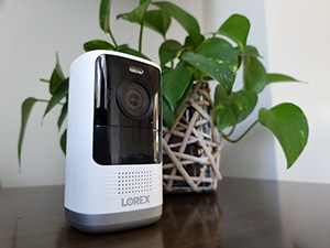 A home surveillance device on a home sideboard