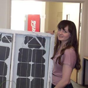 Zoe Goss with solar panels