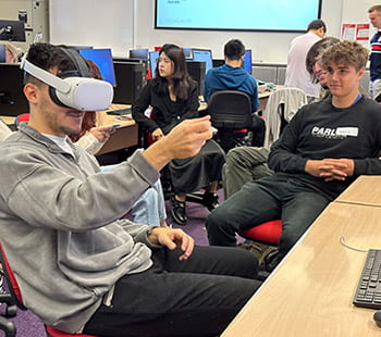MSc students working on their first VR app