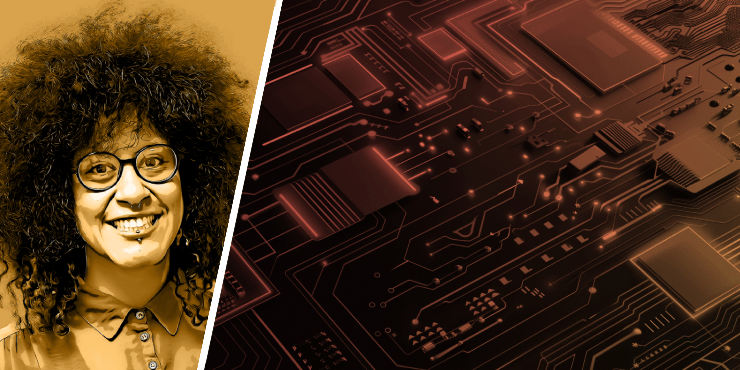 left: Shrouk El Attar, right: graphic of circuit board